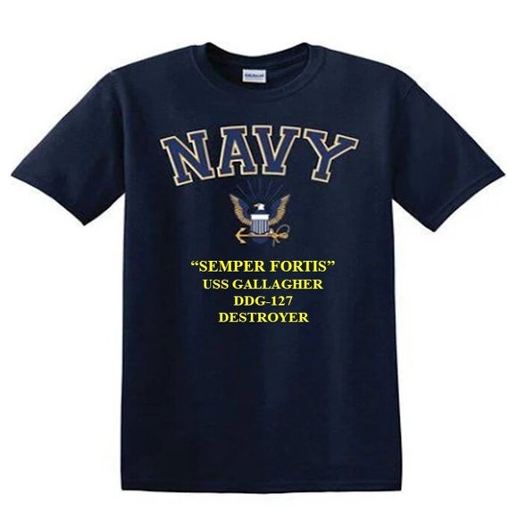 USS GALLAGHER DDG-127 Destroyer"Semper Fortis" Navy Logo Vinyl Shirt (Navy Officially Licensed)