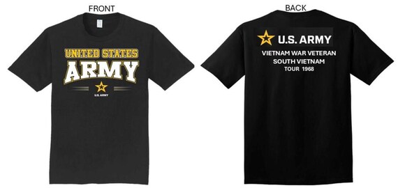 ARMY*Tour 1968* Vietnam War Veteran* South Vietnam. 2-Sided T-Shirt. US ARMY Officially Licensed.
