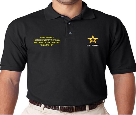 100th Infantry Division* Soldiers of the Century *Army Infantry*Follow Me  *Embroidered polo shirt* Army Officially Licensed