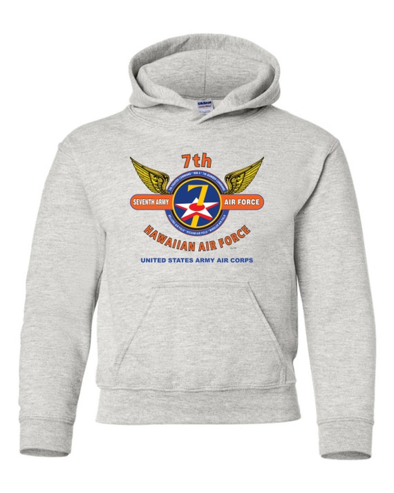 7th Army Air Force" Hawaiian Air Force " WW II Battle & Campaign Hoodie Sweatshirt w/Pockets.
