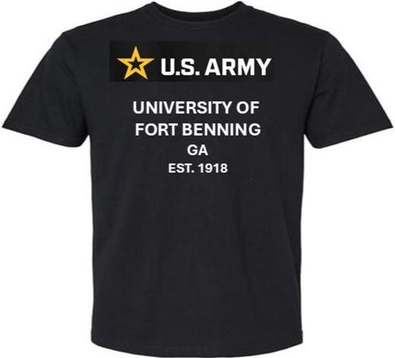 ARMY* University of Fort Benning* Est 1918* Georgia. U.S.Army shirt.  (Army Officially Licensed)