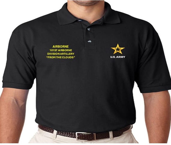 101st Airborne Division Artillery*Airborne*From the Clouds *Embroidered polo shirt* Army Officially Licensed