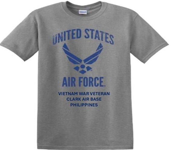 Clark Air Base * Philippines * Vietnam War Veteran. Distressed/Subdued U.S. Air Force Shirt. Officially Licensed USAF