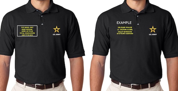 ARMY Customized Polo Shirt*Right Chest-Left Chest has Army Logo*Embroidered Polo. Army Officially Licensed