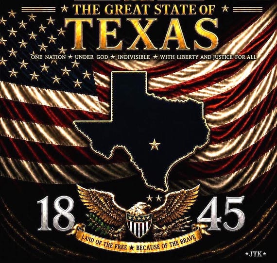 TEXAS* United States of America *USA 50 States American Flag Shirt* 2-Sided Vinyl Shirt.  JTK Original