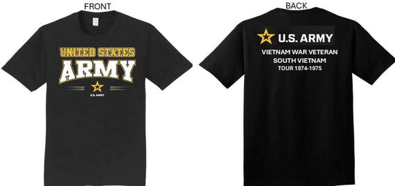 ARMY*Tour 1974-1975* Vietnam War Veteran* South Vietnam. 2-Sided T-Shirt. US ARMY Officially Licensed.