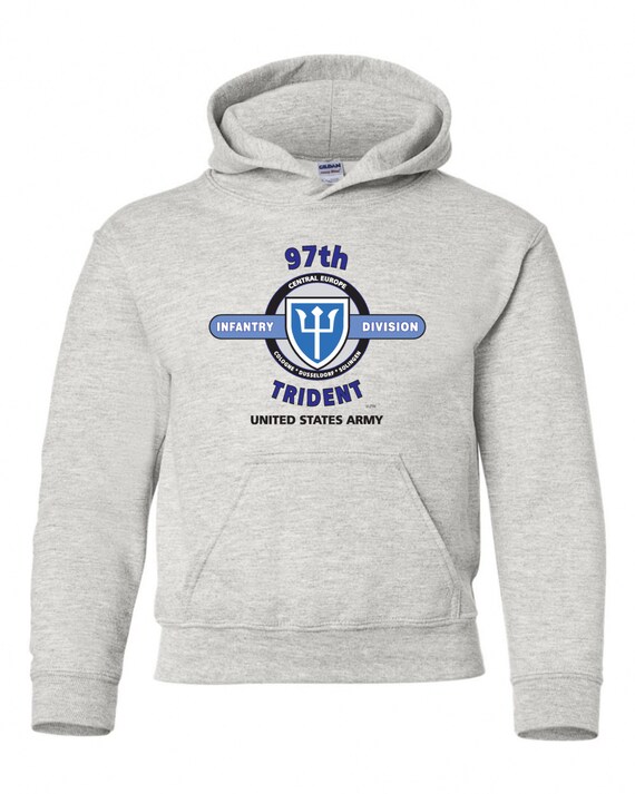 97th Infantry Division" Trident " Battle & Campaign Hoodie Sweatshirt w/Pockets.