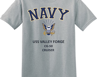 USS Valley Forge CG-50 * Incrociatore* Navy Eagle *T-shirt. Vinile e stampa digitale. Marina con licenza ufficiale