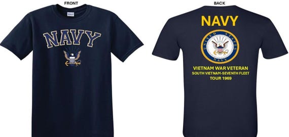 NAVY*Tour 1969* Vietnam War Veteran* South Vietnam-Navy Seventh Fleet. 2-Sided T-Shirt. US NAVY Officially Licensed.