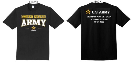 ARMY*Tour 1966* Vietnam War Veteran* South Vietnam. 2-Sided T-Shirt. US ARMY Officially Licensed.