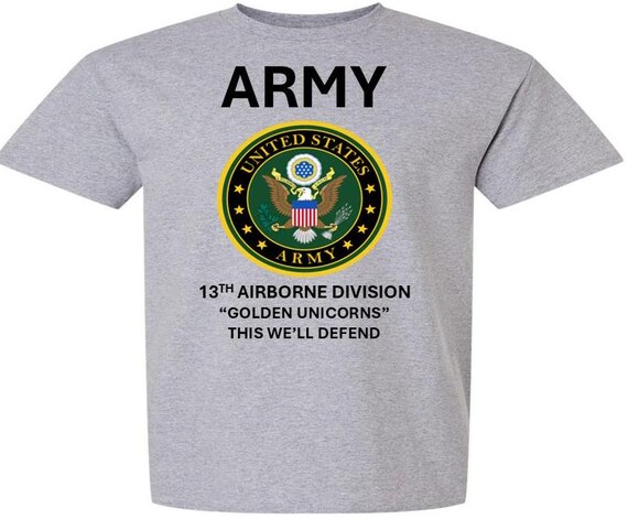 13TH Airborne Division * GOLDEN UNICORNS* This We'll Defend* Army Logo. Army Officially Licensed