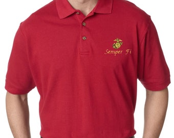 MARINE polo shirt "Semper Fi" -Embroidered  Polo-Golf Shirt. Officialy Licensed US Marine Polo shirt.