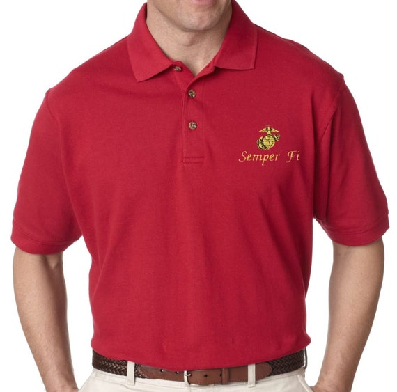 MARINE Polo Shirt semper Fi embroidered Polo golf Shirt. Officialy