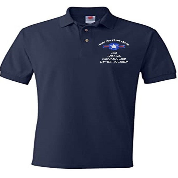 133rd Test Squadron Iowa Air National Guard Air Force "Thunder From Above" Embroidered Lightweight Polo Shirt