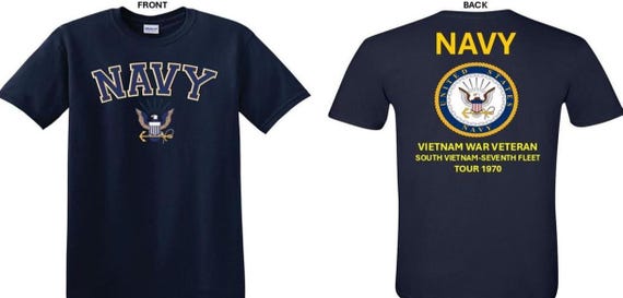 NAVY*Tour 1970* Vietnam War Veteran* South Vietnam-Navy Seventh Fleet. 2-Sided T-Shirt. US NAVY Officially Licensed.