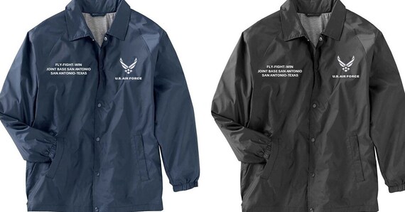 Joint Base San Antonio * San Antonio-Texas* Coaches Jacket *Embroidered Right & Left Chest. USAF Officially Licensed.