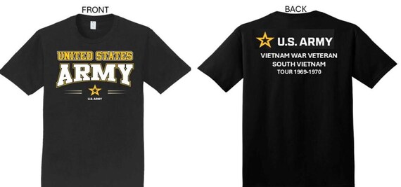 ARMY*Tour 1969-1970* Vietnam War Veteran* South Vietnam. 2-Sided T-Shirt. US ARMY Officially Licensed.