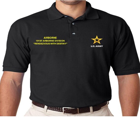101st Airborne Division*Airborne*Rendezvous with Destiny *Embroidered polo shirt* Army Officially Licensed