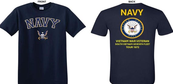 NAVY*Tour 1972* Vietnam War Veteran* South Vietnam-Navy Seventh Fleet. 2-Sided T-Shirt. US NAVY Officially Licensed.