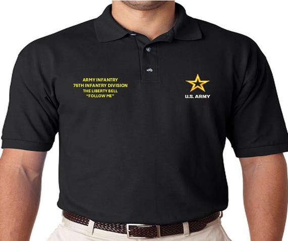 76TH Infantry Division* The Liberty Bell* Army Infantry*Follow Me*  *Embroidered polo shirt* Army Officially Licensed.