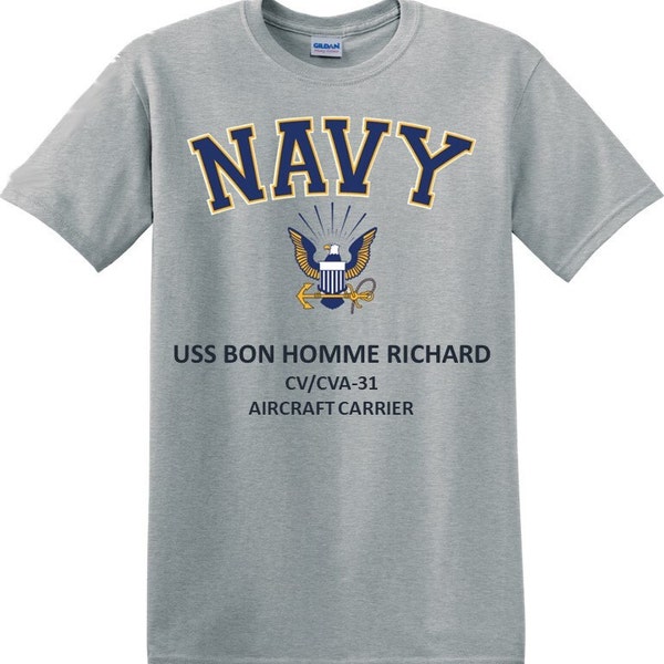 USS Bon Homme Richard  CV/CVA-31* Aircraft Carrier* Navy Eagle *T-Shirt. Officially Licensed