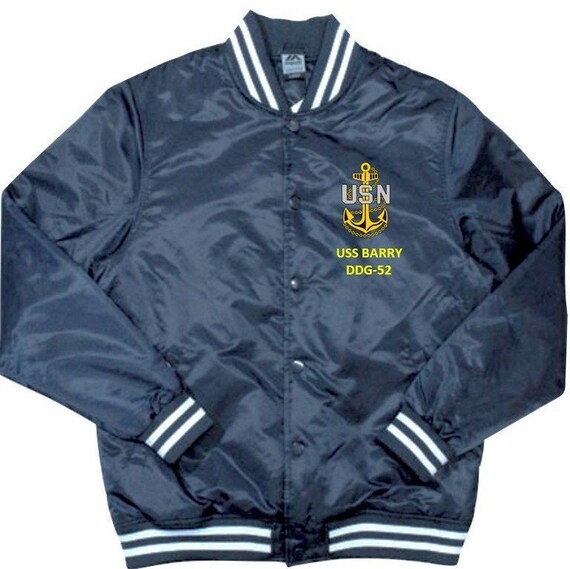 USS Higbee DDDDR-806 Destroyer World/'s Greatest Navy Embroidered 2-Sided Blue Satin Jacket