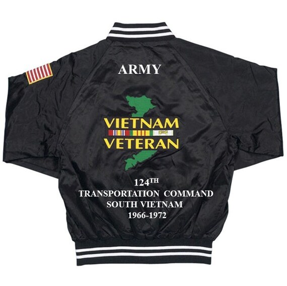 124th Transportation Command South Vietnam * 1966-1972* Army Vietnam Veteran Embroidered  1-Sided Satin Jacket (Back Only)