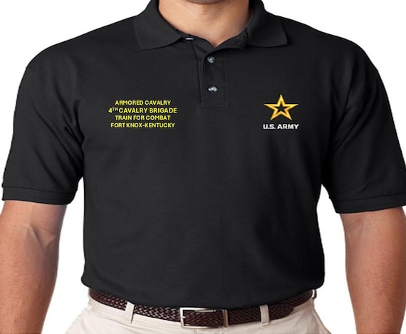 4th Cavalry Brigade*Train for Combat*Fort Knox-Kentucky*Armored Cavalry *Embroidered polo shirt* Army Officially Licensed