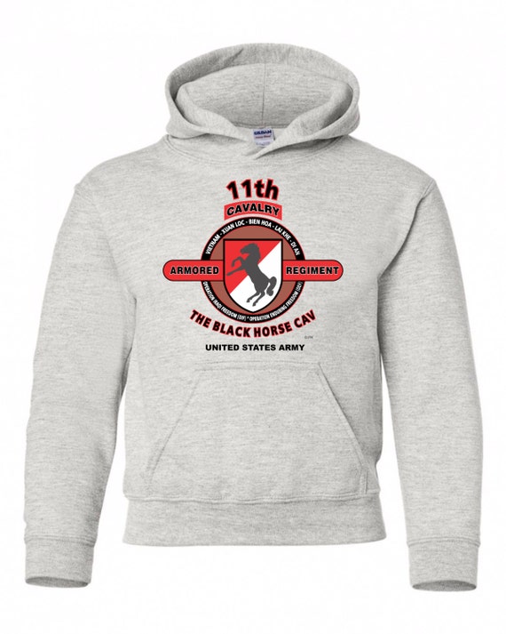 11th Armored Cavalry Regiment " The Black Horse Cav" Battle & Campaign Hoodie Sweatshirt w/Pockets.
