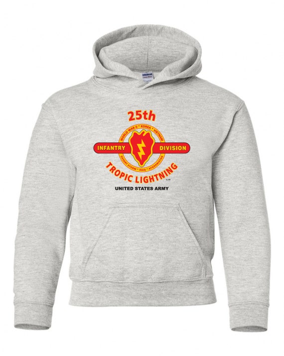 25th Infantry Division"Tropic Lightning" Battle & Campaign Hoodie Sweatshirt w/Pockets.