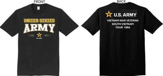 ARMY*Tour 1964* Vietnam War Veteran* South Vietnam. 2-Sided T-Shirt. US ARMY Officially Licensed.