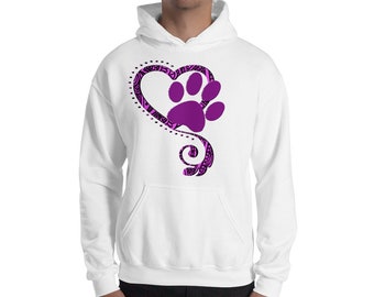 Heart and Paws Dog Lover Hooded Sweatshirt | Cozy Pet Lover Gift