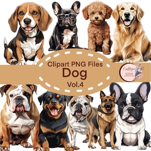 Dog clipart watercolor  Vol.4 poppy graphics dog breeds with Budle of 12 PNG Transparent Background Digital Download With Commercial Use