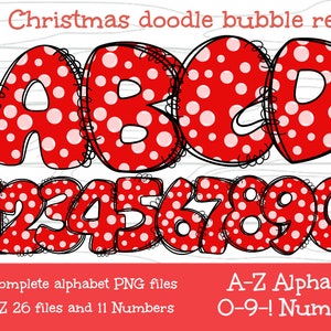 Alfabeto de Navidad doodle burbuja conjunto rojo Carta para regalo personalizado para ella, regalo de cumpleaños, regalo para mamá, regalo de vacaciones, regalo para mamá