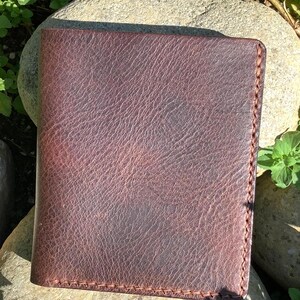 Cartera plegable de cuero italiano para hombre, billetera de cuero marrón con tarjetero y portadocumentos