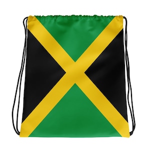 Jamaican Pride! Jamaican flag drawstring bag. Jamaican Carnival.