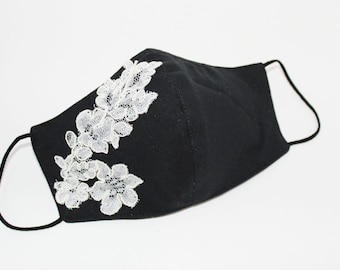 Black -Lace Mask w/nose bridge wire