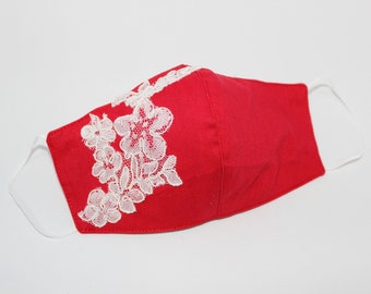 Red Lace Mask w/nose bridge wire