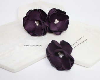 Dark Purple U shape pin flower wedding for hair