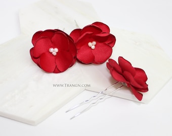 Red U shape pin flower wedding for hair