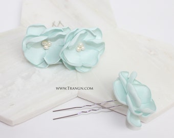 Mint U shape pin flower wedding for hair