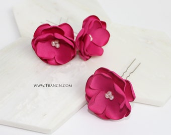 Fuscia U shape pin flower wedding for hair accessory | gift