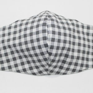 Grey Plaid Contour Adult Face Masks w/nose bridge wire