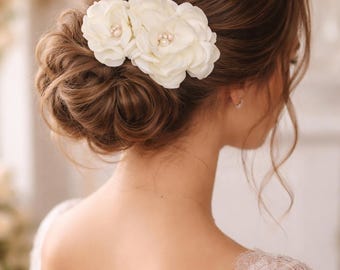 Bridal Hair Clip 2- clip with pearls and swarovski crystals for the bride