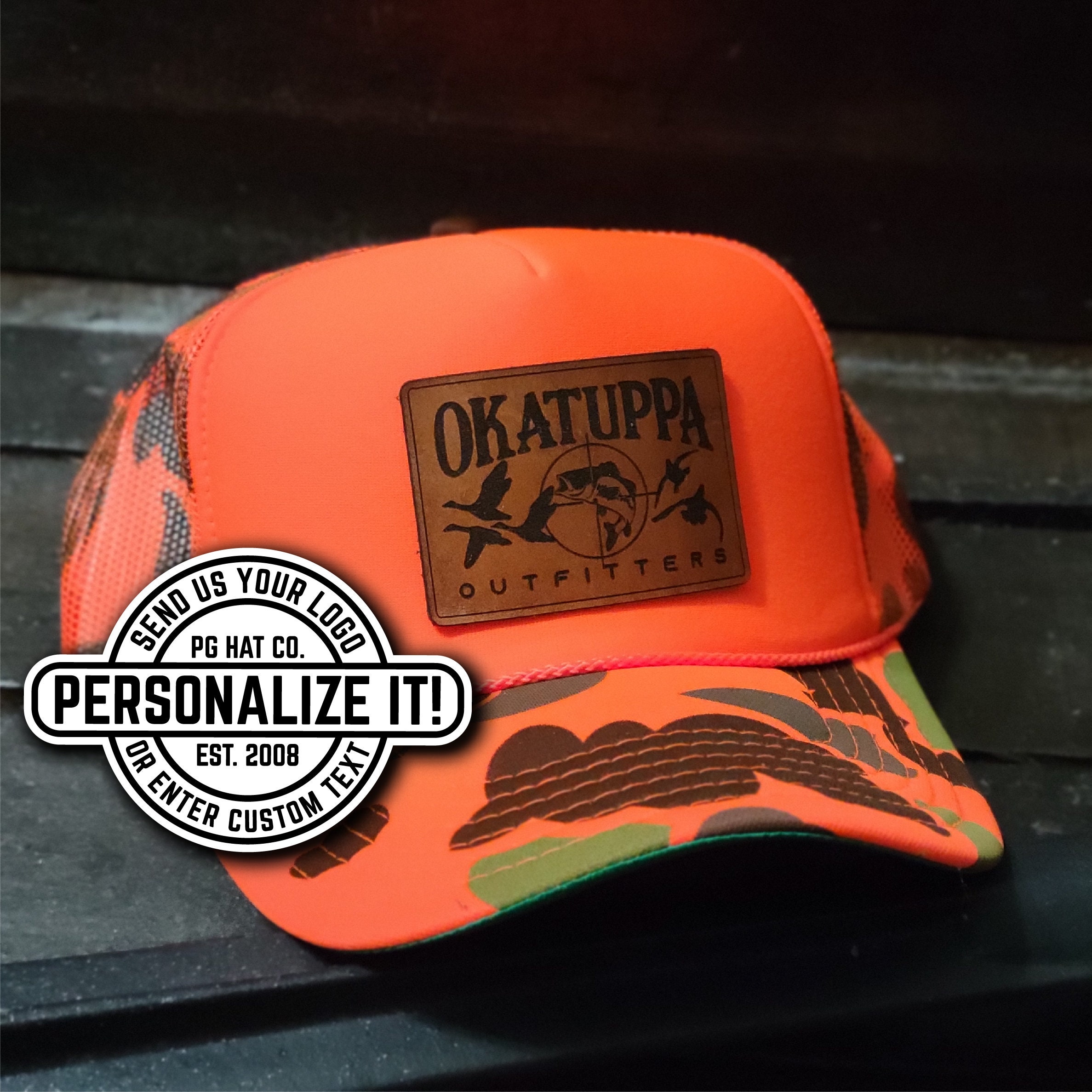Custom Personalized Safety Orange Embroidery on an Adjustable