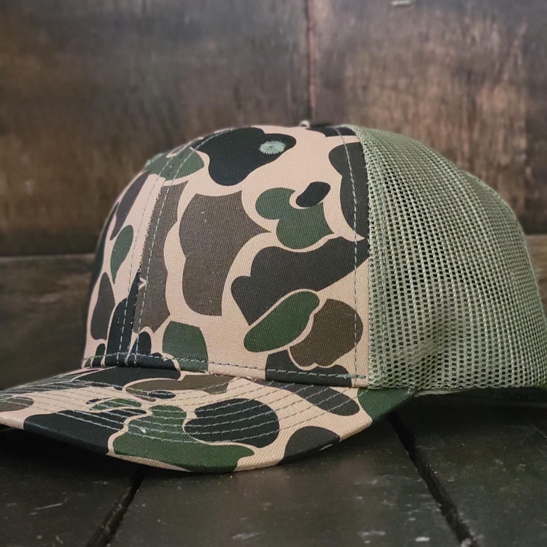 Vintage Old School Duck Camo Blank Mesh Classic Trucker Hat Retro