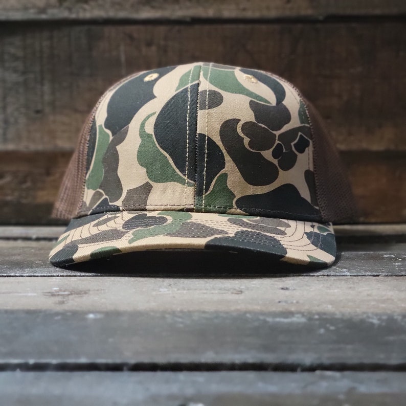 Old School Vintage Duck Camo Blank Mesh Classic Trucker Hat Etsy Canada
