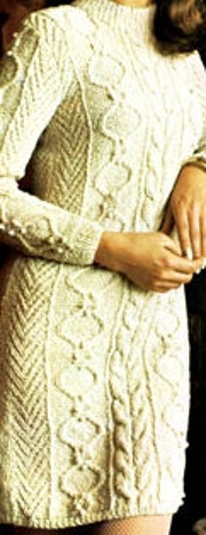 KNITTING PATTERN Aran Sweater Dress Cable Dress Vintage Etsy