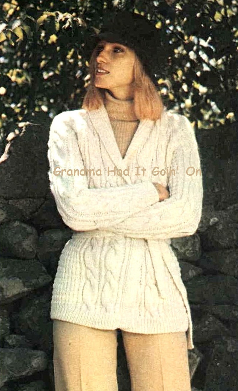Chunky Cable Sweater Knitted Coat Sweater Pattern Wrap Jacket KNITTING PATTERN PDF Instant Download Cardigan Belt Wrap Coat