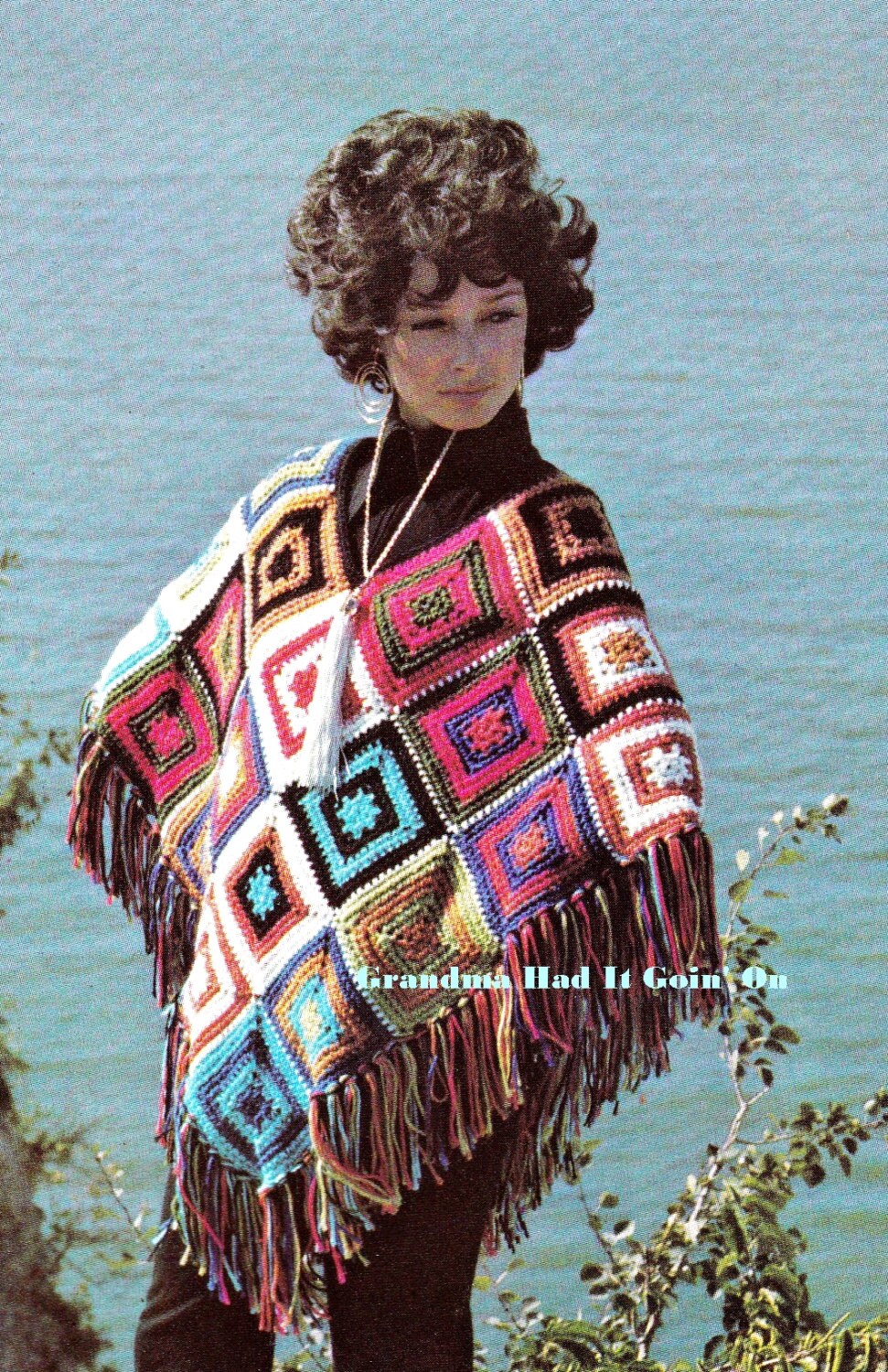 Poncho Crochet Pattern Vintage 70s 